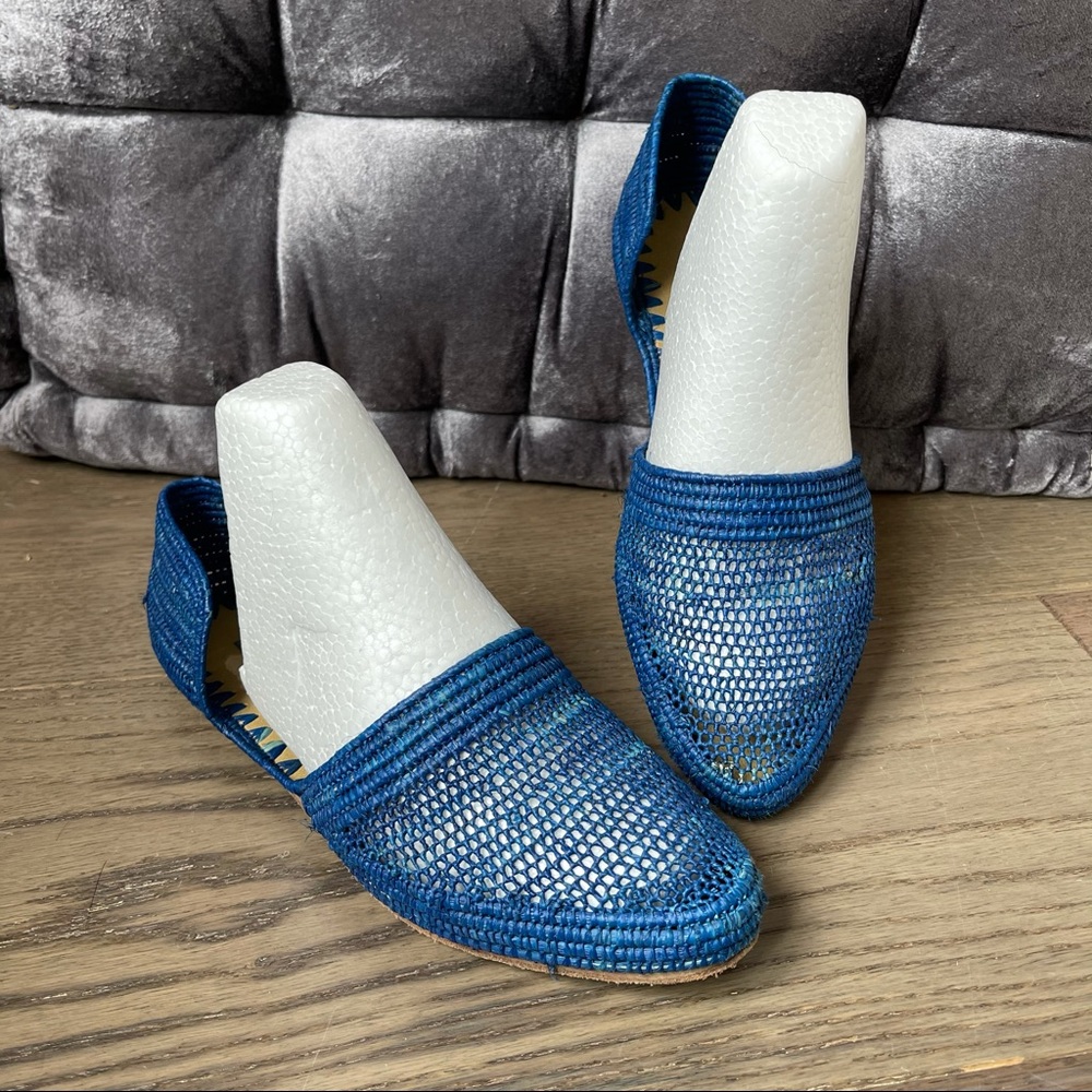Antropologie Royal Blue Woven Flats Sandals